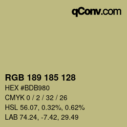 カラーコード: RGB 189 185 128 | qconv.com