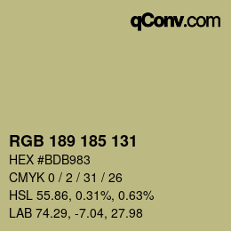 カラーコード: RGB 189 185 131 | qconv.com