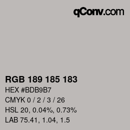 Farbcode: RGB 189 185 183 | qconv.com
