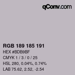 Color code: RGB 189 185 191 | qconv.com