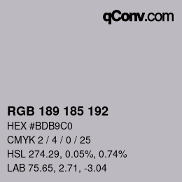 カラーコード: RGB 189 185 192 | qconv.com