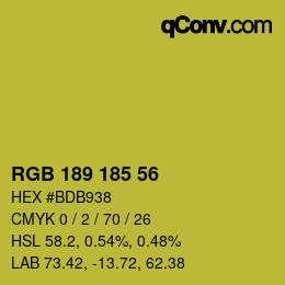 Color code: RGB 189 185 56 | qconv.com