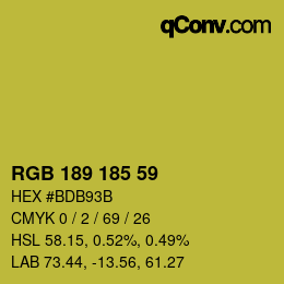 カラーコード: RGB 189 185 59 | qconv.com