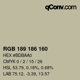 カラーコード: RGB 189 186 160 | qconv.com