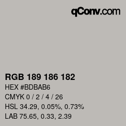 Código de color: RGB 189 186 182 | qconv.com