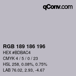 Color code: RGB 189 186 196 | qconv.com