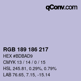Farbcode: RGB 189 186 217 | qconv.com