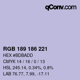 カラーコード: RGB 189 186 221 | qconv.com
