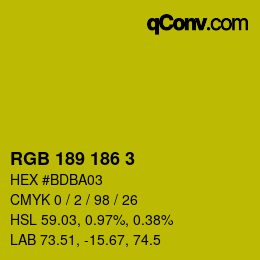 Color code: RGB 189 186 3 | qconv.com