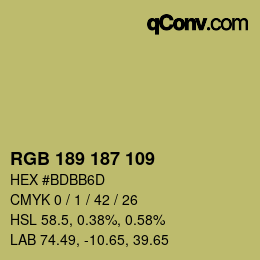 カラーコード: RGB 189 187 109 | qconv.com