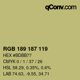 カラーコード: RGB 189 187 119 | qconv.com