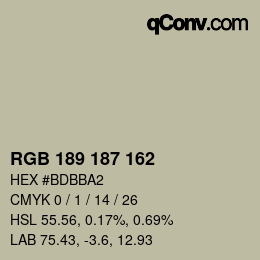 Farbcode: RGB 189 187 162 | qconv.com