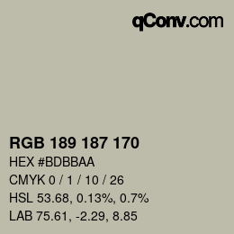 カラーコード: RGB 189 187 170 | qconv.com