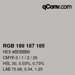 Code couleur: RGB 189 187 185 | qconv.com