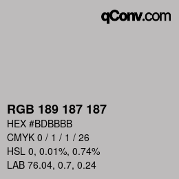 Color code: RGB 189 187 187 | qconv.com