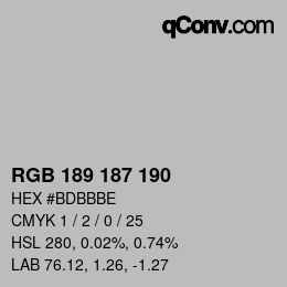 Color code: RGB 189 187 190 | qconv.com