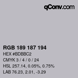 カラーコード: RGB 189 187 194 | qconv.com