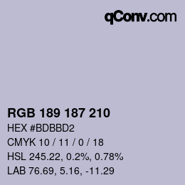 カラーコード: RGB 189 187 210 | qconv.com