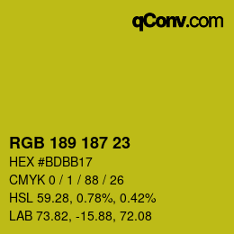 Color code: RGB 189 187 23 | qconv.com