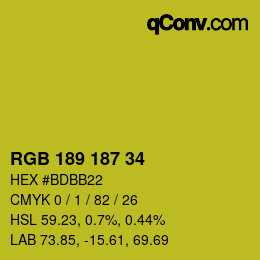 Color code: RGB 189 187 34 | qconv.com