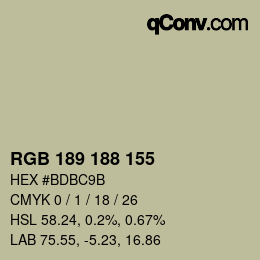 Código de color: RGB 189 188 155 | qconv.com