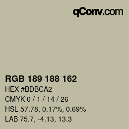 カラーコード: RGB 189 188 162 | qconv.com