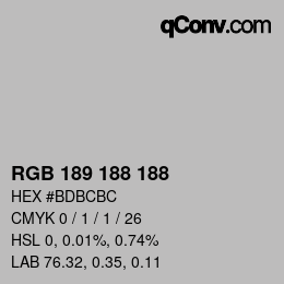 Color code: RGB 189 188 188 | qconv.com