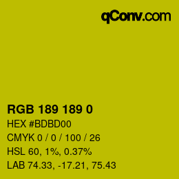 Color code: RGB 189 189 0 | qconv.com