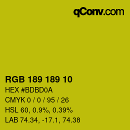 颜色代码: RGB 189 189 10 | qconv.com