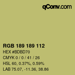Farbcode: RGB 189 189 112 | qconv.com