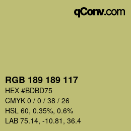 颜色代码: RGB 189 189 117 | qconv.com