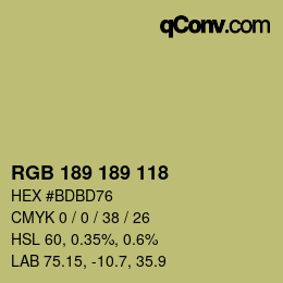 Color code: RGB 189 189 118 | qconv.com