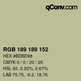 カラーコード: RGB 189 189 152 | qconv.com