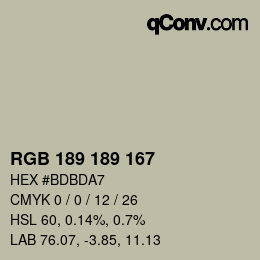 Color code: RGB 189 189 167 | qconv.com