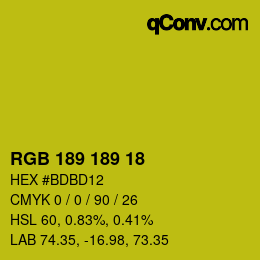 Color code: RGB 189 189 18 | qconv.com
