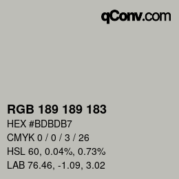 Color code: RGB 189 189 183 | qconv.com