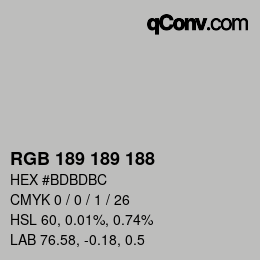 Farbcode: RGB 189 189 188 | qconv.com