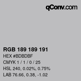 Color code: RGB 189 189 191 | qconv.com