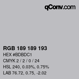 Color code: RGB 189 189 193 | qconv.com