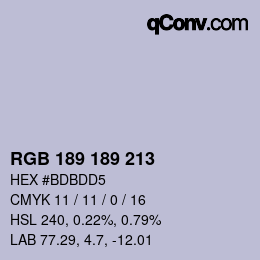 Color code: RGB 189 189 213 | qconv.com