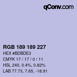 カラーコード: RGB 189 189 227 | qconv.com