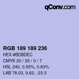 Color code: RGB 189 189 236 | qconv.com