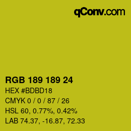 カラーコード: RGB 189 189 24 | qconv.com