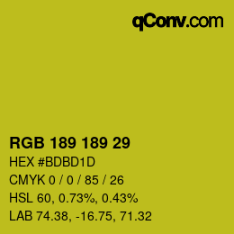 Color code: RGB 189 189 29 | qconv.com