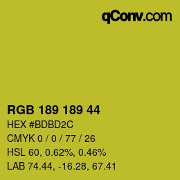 Color code: RGB 189 189 44 | qconv.com