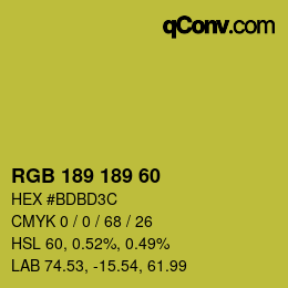 カラーコード: RGB 189 189 60 | qconv.com