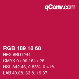 Color code: RGB 189 18 68 | qconv.com