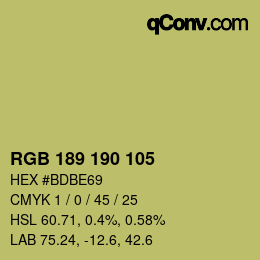 Color code: RGB 189 190 105 | qconv.com