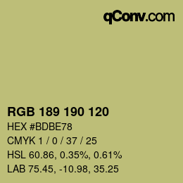 Color code: RGB 189 190 120 | qconv.com