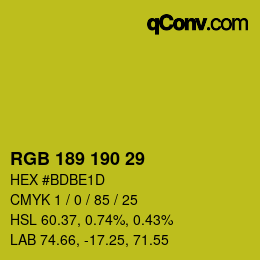 カラーコード: RGB 189 190 29 | qconv.com